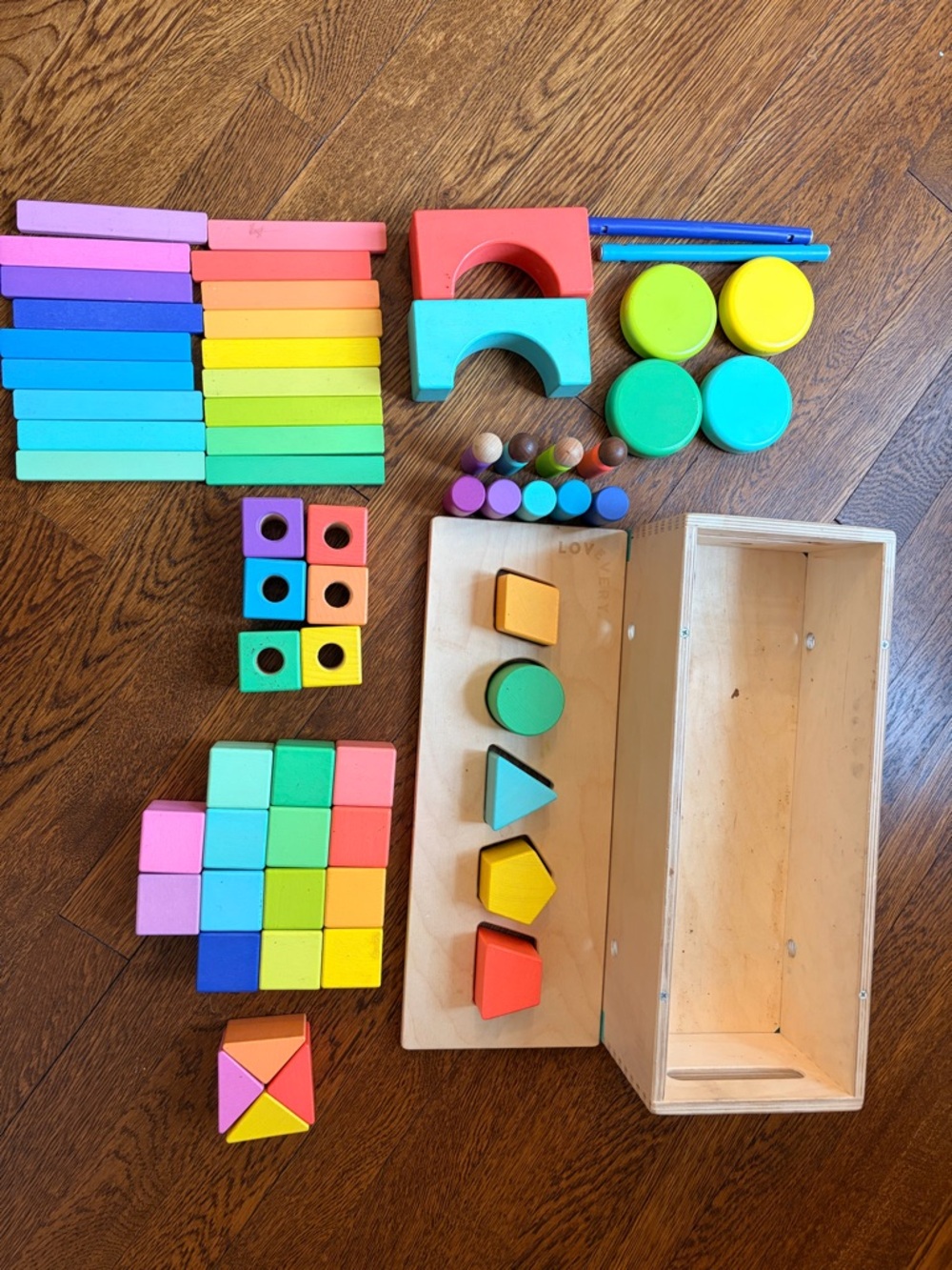 Colorful Wooden Shape & Stacking Blocks Set - Multicolor